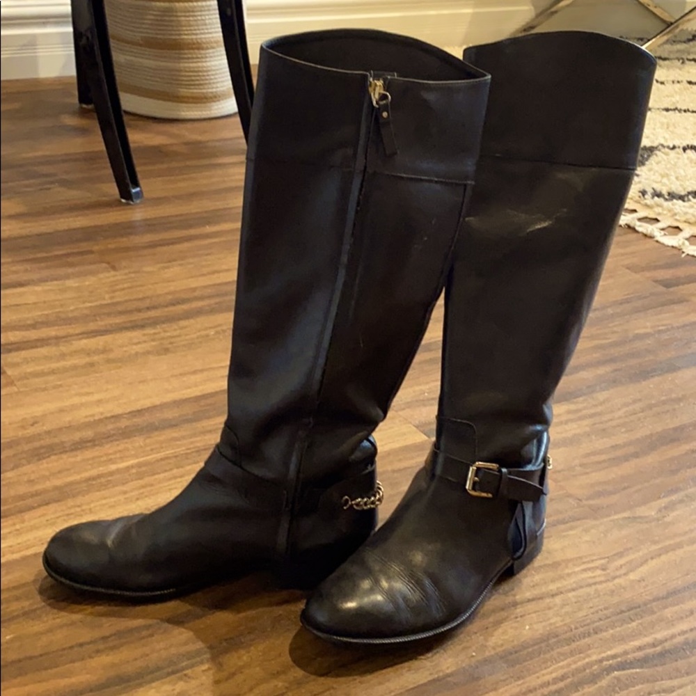 Massimo Dutti Black Leather Riding Boots